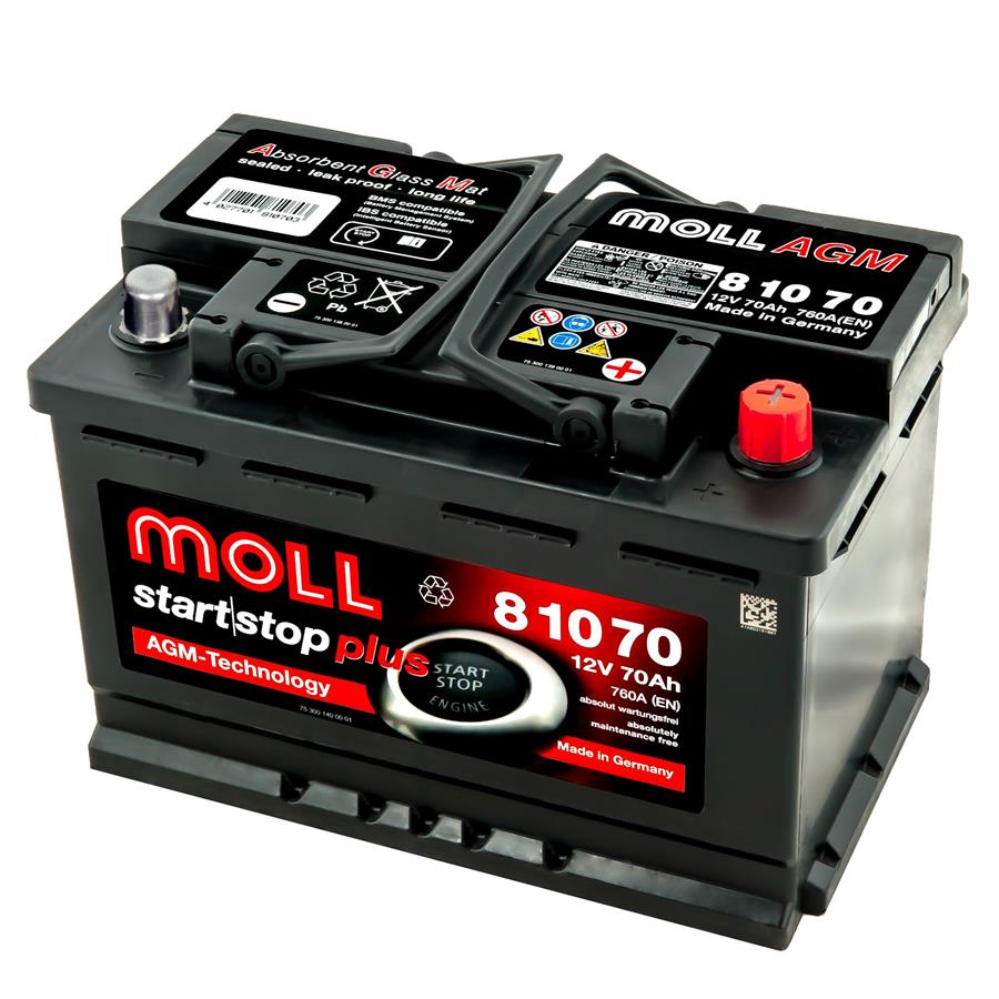 Baterii Auto MOLL Start Stop plus 70 Ah AGM (gel)