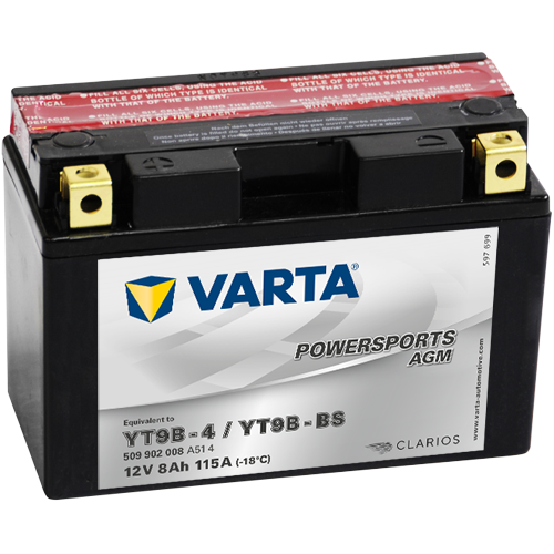 Baterie VARTA Motociclete Gel 9 Ah, dim: 149x70x105 mm, YT9B-BS